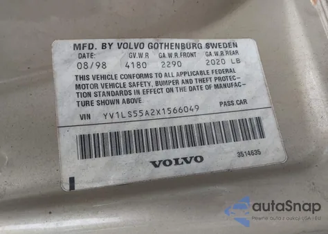 1999 Volvo S70 z USA, uszkodzony, nr VIN YV1LS55A2X1566049
